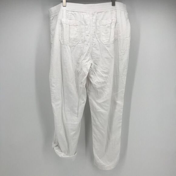 J. Jill Crop Pant Womens 18 Plus White Roll Tab Cuff Pull On Elastic Waist AS IS - Picture 2 of 11